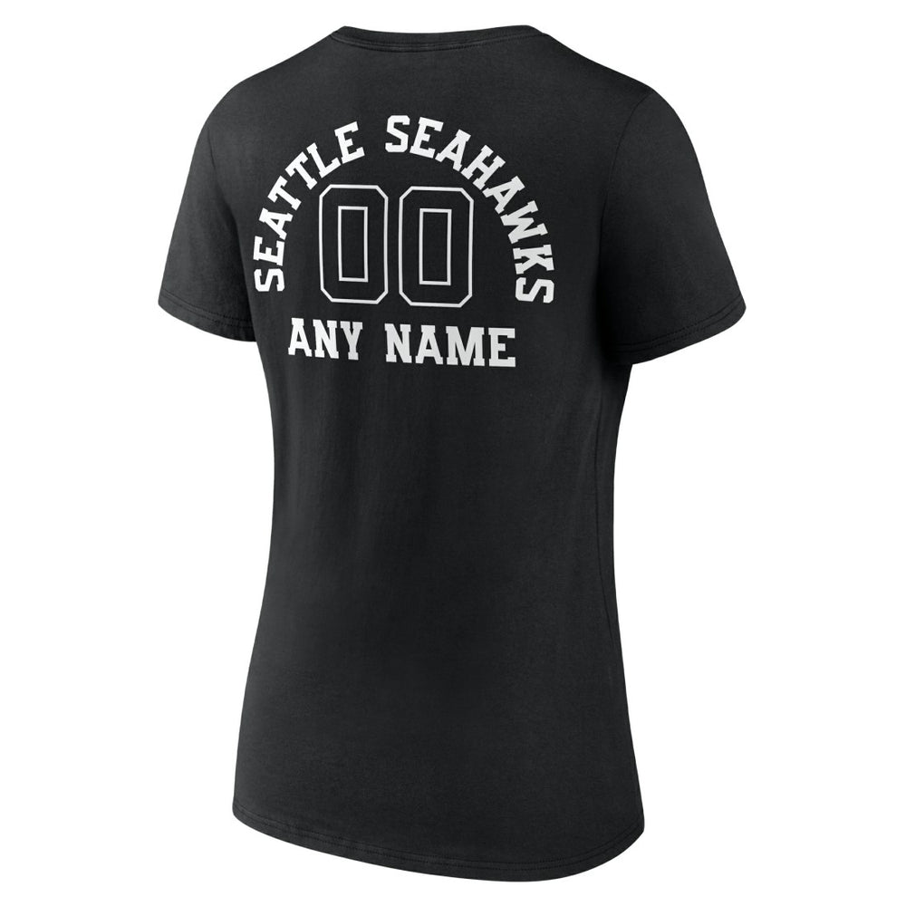 Seattle Seahawks Women's Personalized Name & Number Monochrome V-Neck T-Shirt - Black cheap