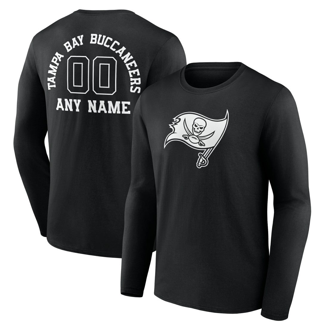 Tampa Bay Buccaneers Personalized Name & Number Monochrome Long Sleeve T-Shirt - Black cheap