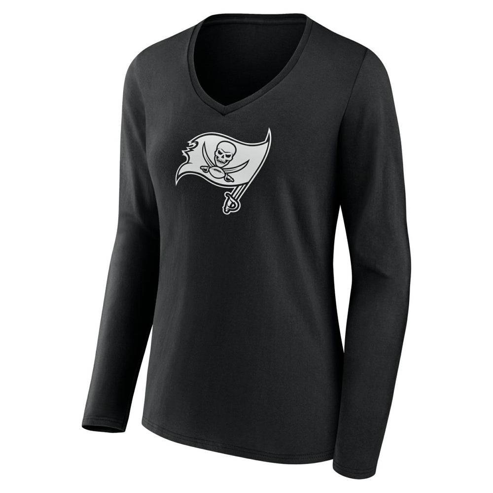 Tampa Bay Buccaneers Women's Personalized Name & Number Monochrome Long Sleeve V-Neck T-Shirt - Black sale