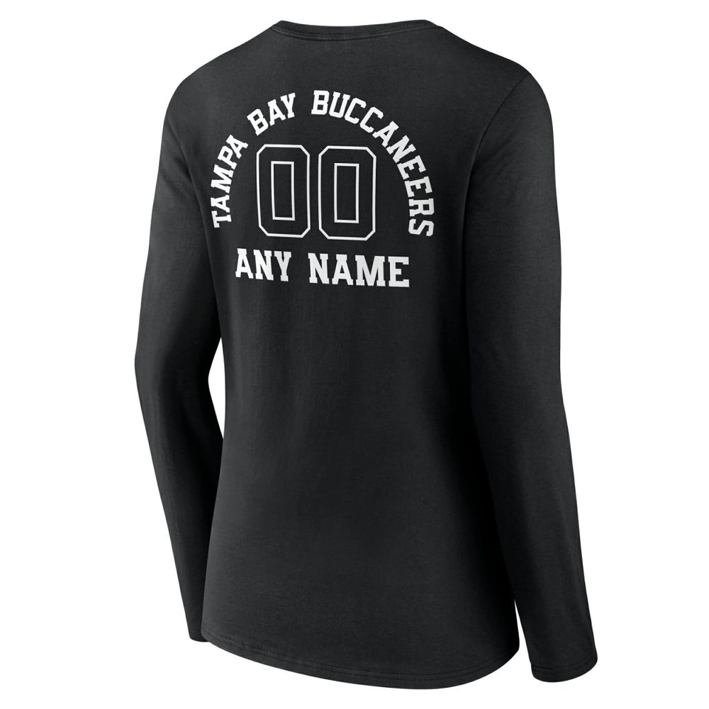Tampa Bay Buccaneers Women's Personalized Name & Number Monochrome Long Sleeve V-Neck T-Shirt - Black sale