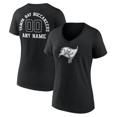 Tampa Bay Buccaneers Women's Personalized Name & Number Monochrome V-Neck T-Shirt - Black on sale