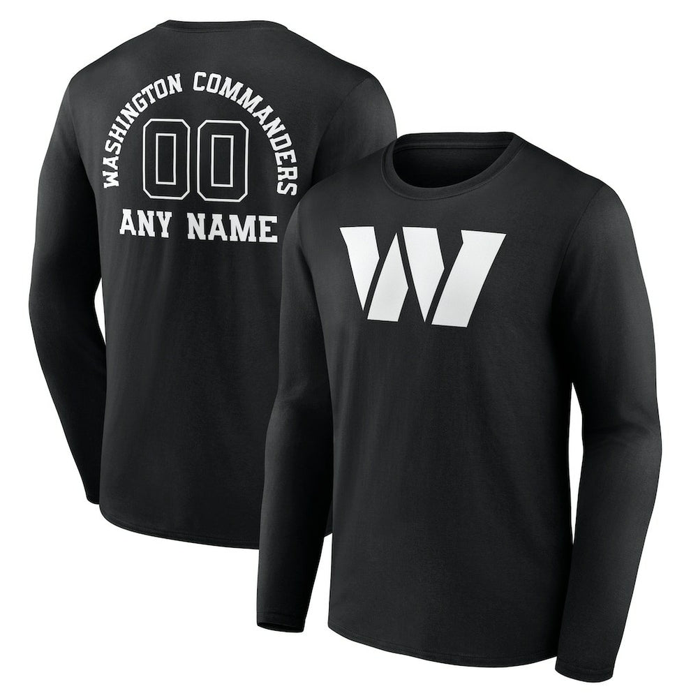Washington Commanders Personalized Name & Number Monochrome Long Sleeve T-Shirt - Black discount