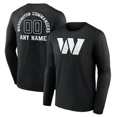 Washington Commanders Personalized Name & Number Monochrome Long Sleeve T-Shirt - Black discount