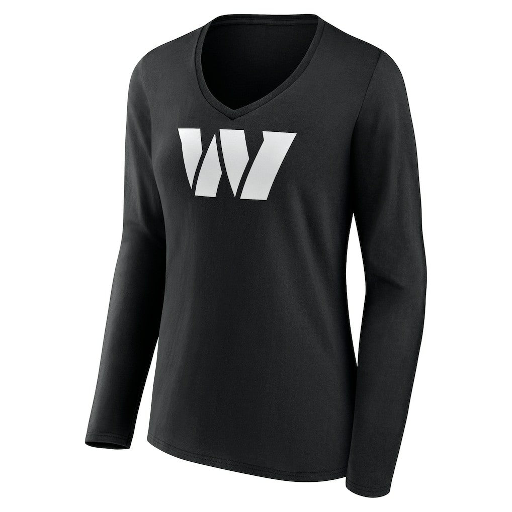 Washington Commanders Women's Personalized Name & Number Monochrome Long Sleeve V-Neck T-Shirt - Black sale