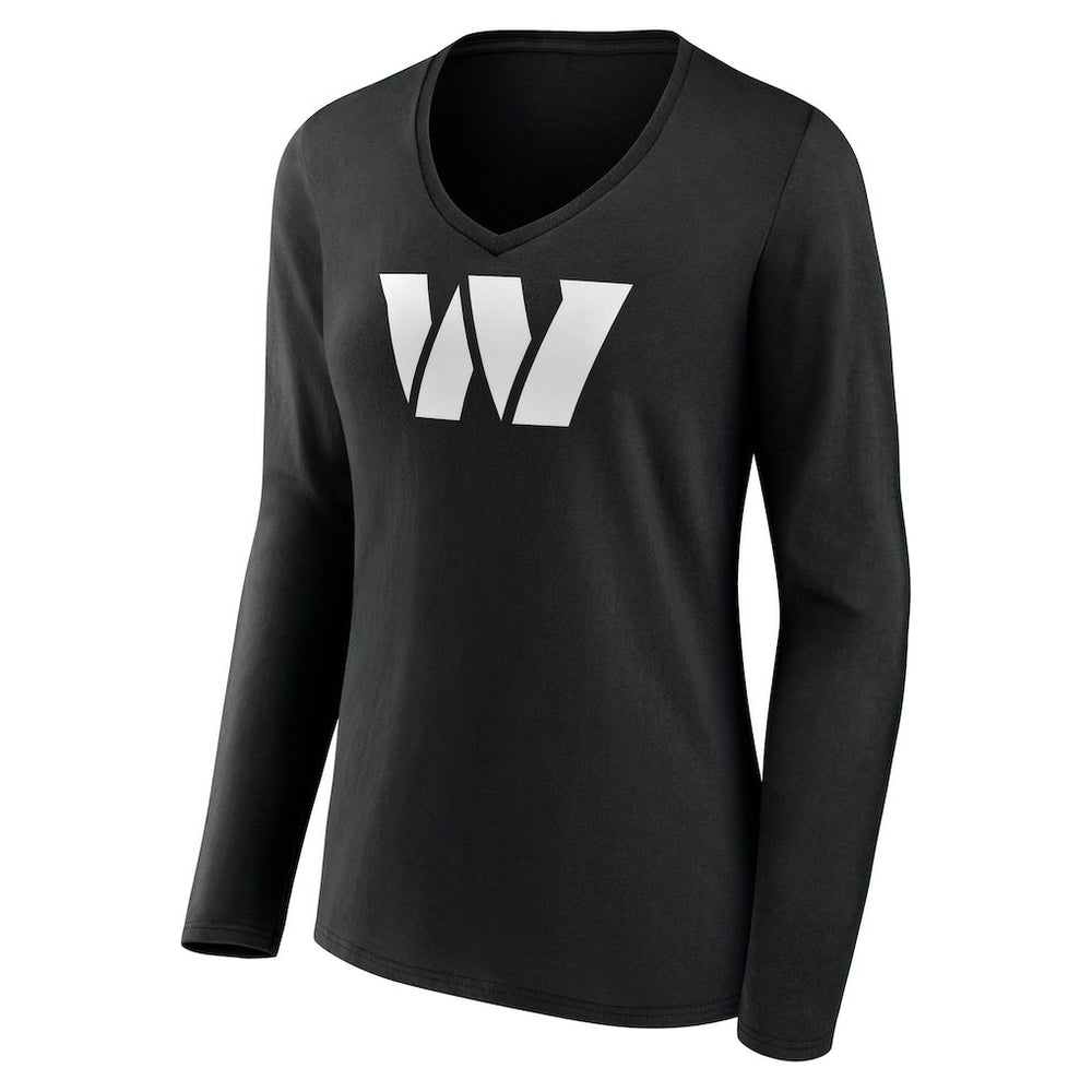 Washington Commanders Women's Personalized Name & Number Monochrome Long Sleeve V-Neck T-Shirt - Black sale