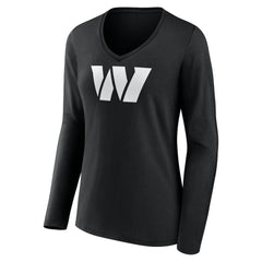 Washington Commanders Women's Personalized Name & Number Monochrome Long Sleeve V-Neck T-Shirt - Black sale