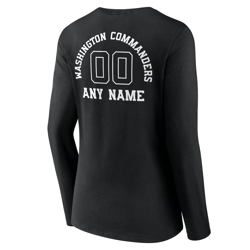 Washington Commanders Women's Personalized Name & Number Monochrome Long Sleeve V-Neck T-Shirt - Black sale
