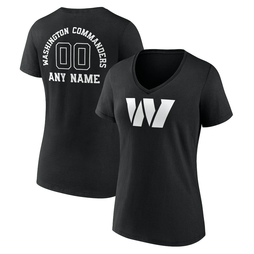 Washington Commanders Women's Personalized Name & Number Monochrome V-Neck T-Shirt - Black outlet