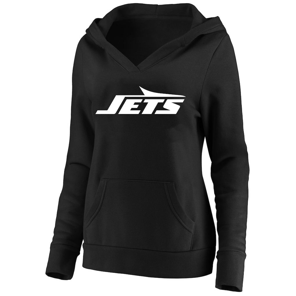 New York Jets Women's Plus Size V-Neck Pullover Hoodie - Black outlet