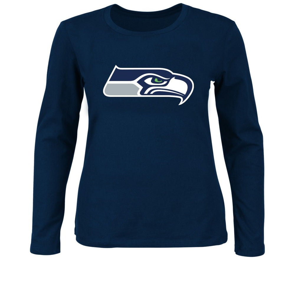 Seattle Seahawks Women's Plus Size Long Sleeve T-Shirt - College Navy cheap