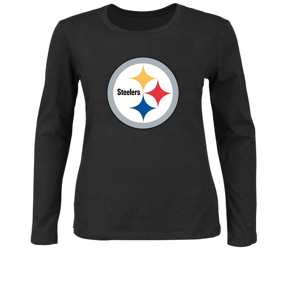 Pittsburgh Steelers Women's Plus Size Long Sleeve T-Shirt - Black sale