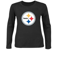 Pittsburgh Steelers Women's Plus Size Long Sleeve T-Shirt - Black sale