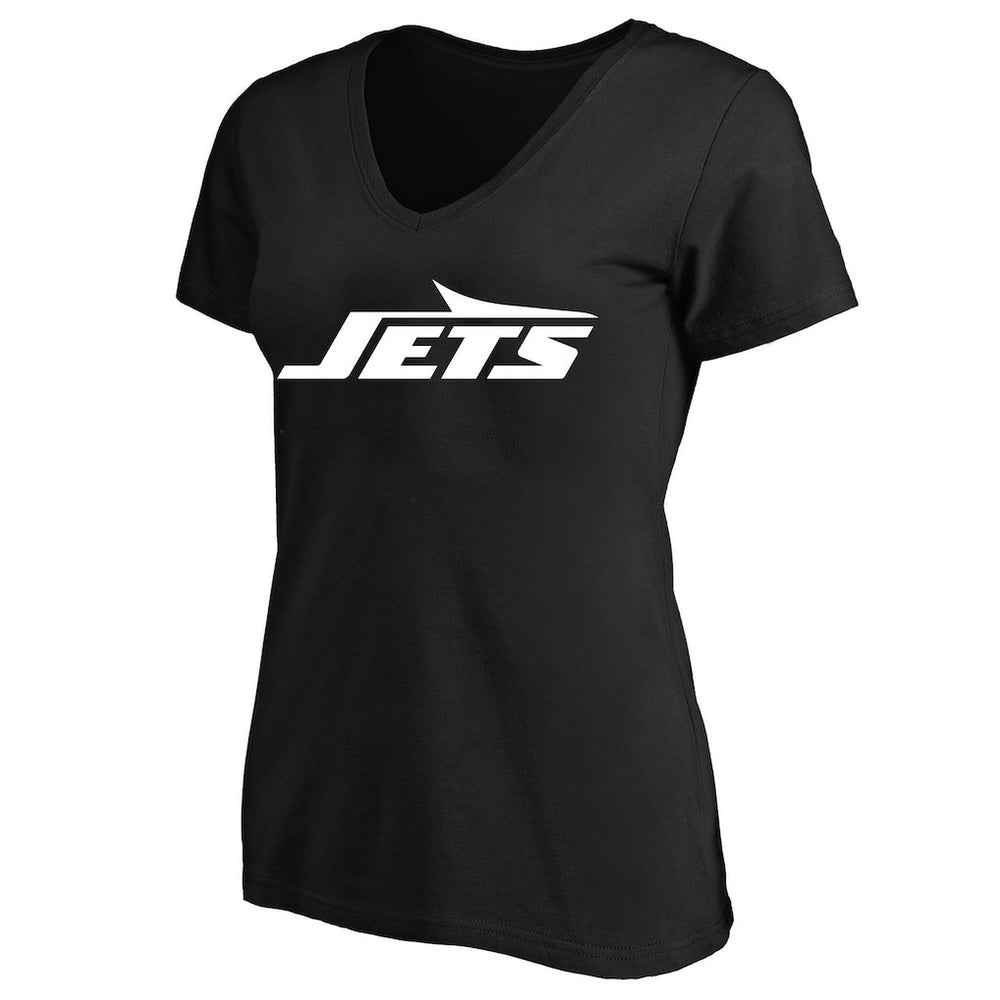 New York Jets Women's Plus Size V-Neck T-Shirt - Black discount