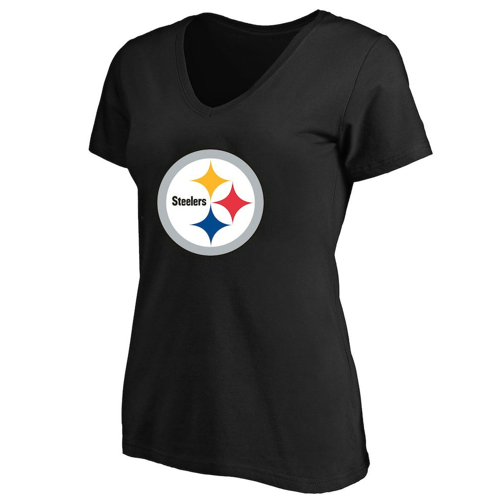 Pittsburgh Steelers Women's Plus Size V-Neck T-Shirt - Black discount
