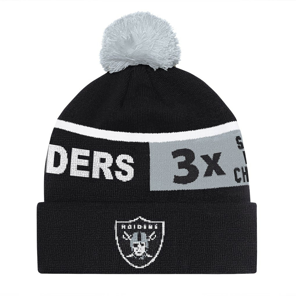 Las Vegas Raiders Starter Unisex Chyron Cuffed Knit Hat with Pom - Black outlet