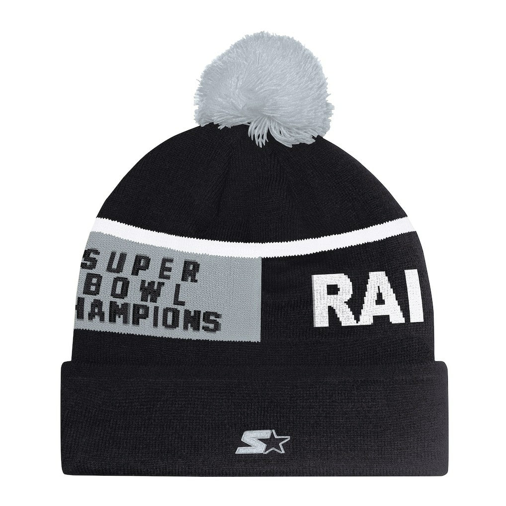 Las Vegas Raiders Starter Unisex Chyron Cuffed Knit Hat with Pom - Black outlet