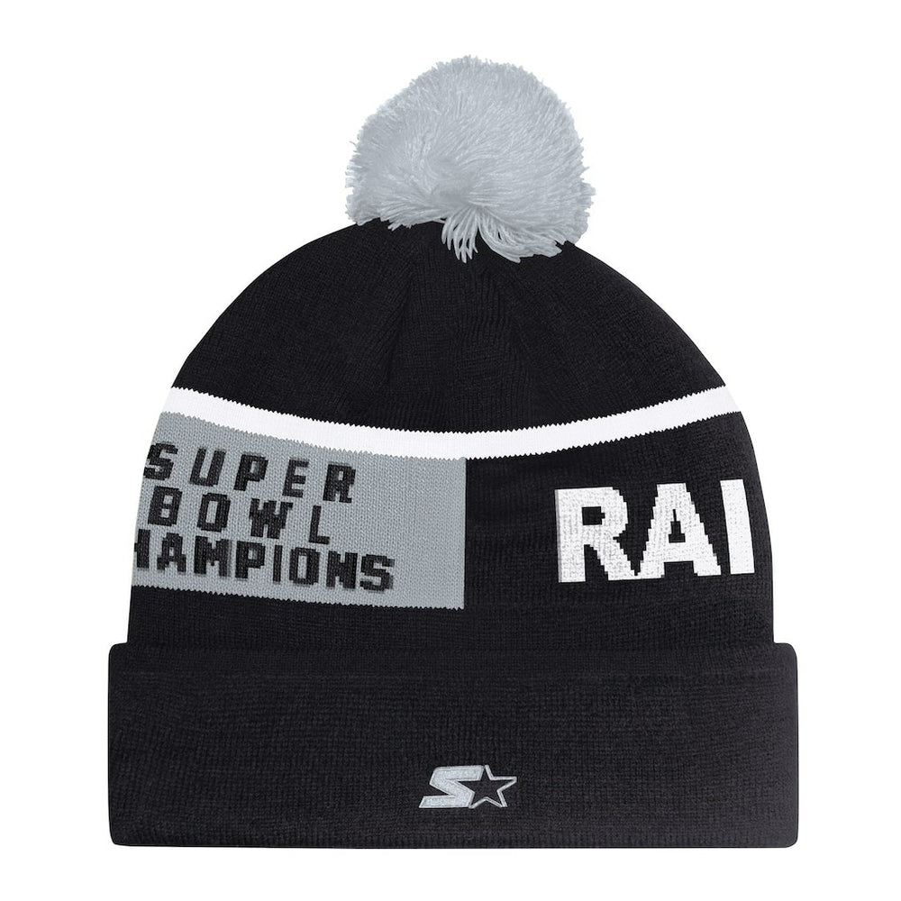 Las Vegas Raiders Starter Unisex Chyron Cuffed Knit Hat with Pom - Black outlet