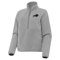 Buffalo Bills Antigua Women's Brushed Carbon Figure Half-Zip Pullover Sweatshirt – Gray for sale