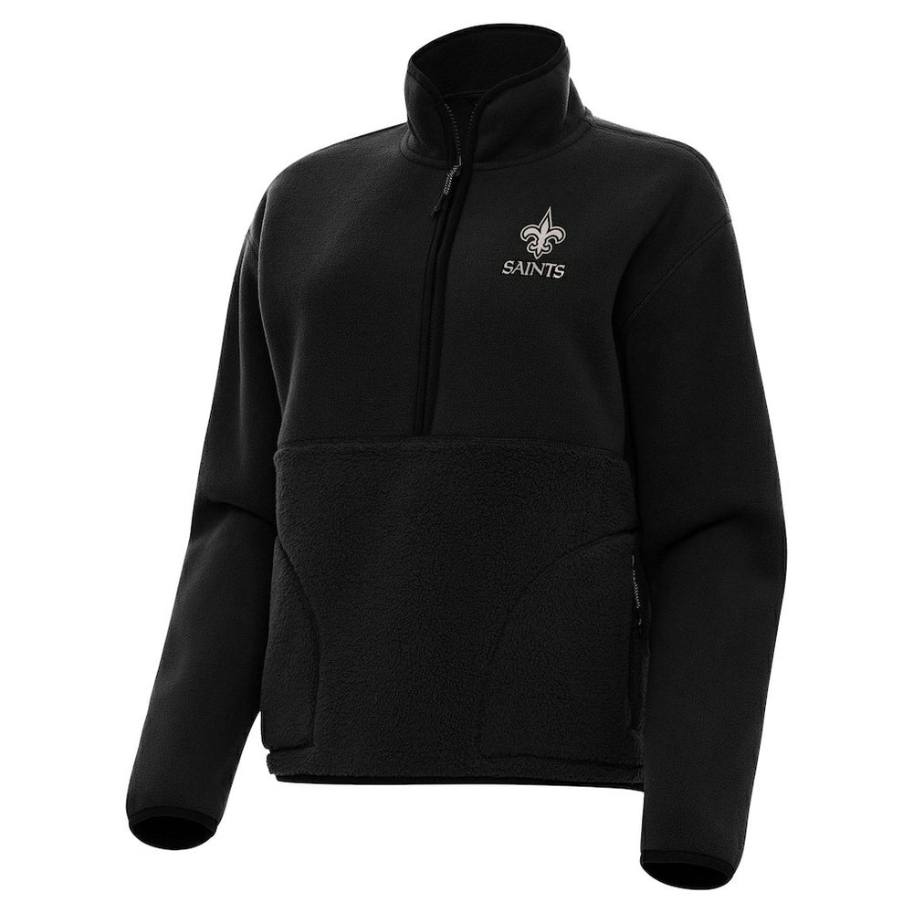 New Orleans Saints Antigua Women's Brushed Carbon Figure Half-Zip Pullover Sweatshirt – Black outlet