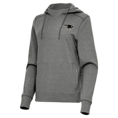 New England Patriots Antigua Women's Justice Pullover Hoodie - Heather Black cheap