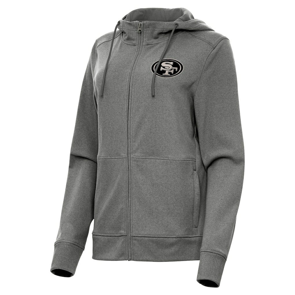San Francisco 49ers Antigua Women's Seeker Full-Zip Hoodie Jacket - Heather Black sale