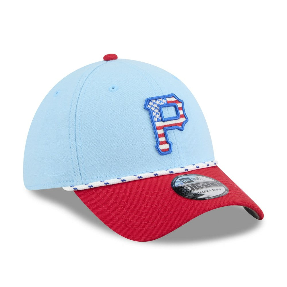 Pittsburgh Pirates 2025 Fourth of July 39THIRTY Flex Hat - Light Blue/Red | New Era