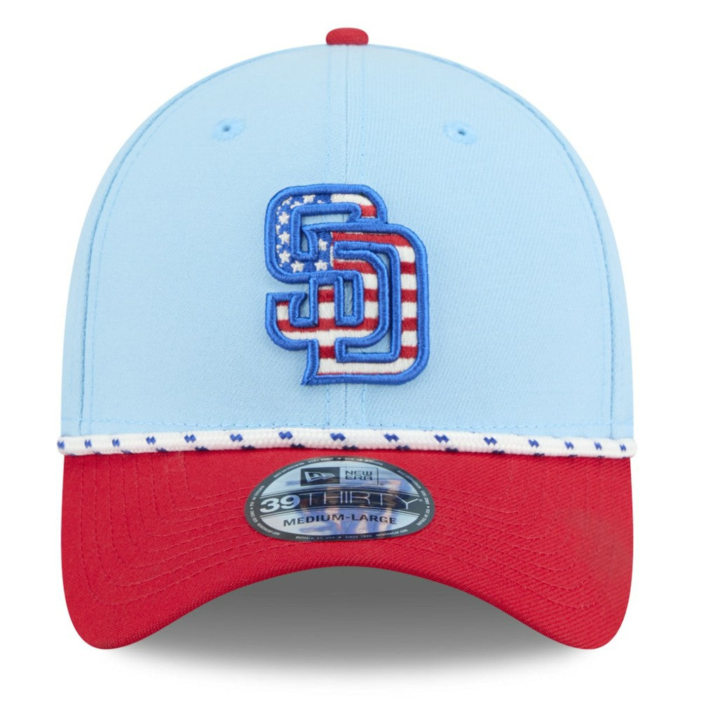 San Diego Padres 2025 Fourth of July 39THIRTY Flex Hat - Light Blue/Red | New Era