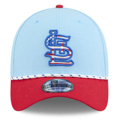 St. Louis Cardinals 2025 Fourth of July 39THIRTY Flex Hat - Light Blue/Red | New Era