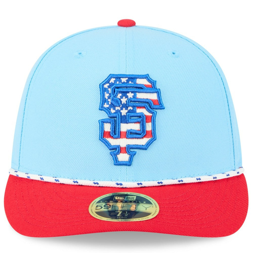 San Francisco Giants 2025 Fourth of July Low Profile 59FIFTY Fitted Hat - Light Blue/Red | New Era