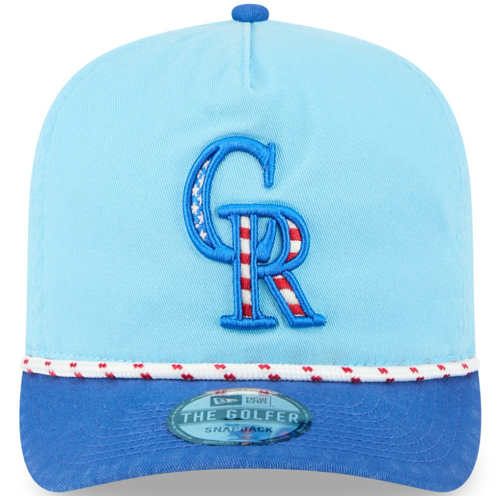 Colorado Rockies 2025 Fourth of July Golfer Snapback Hat - Light Blue/Blue | New Era