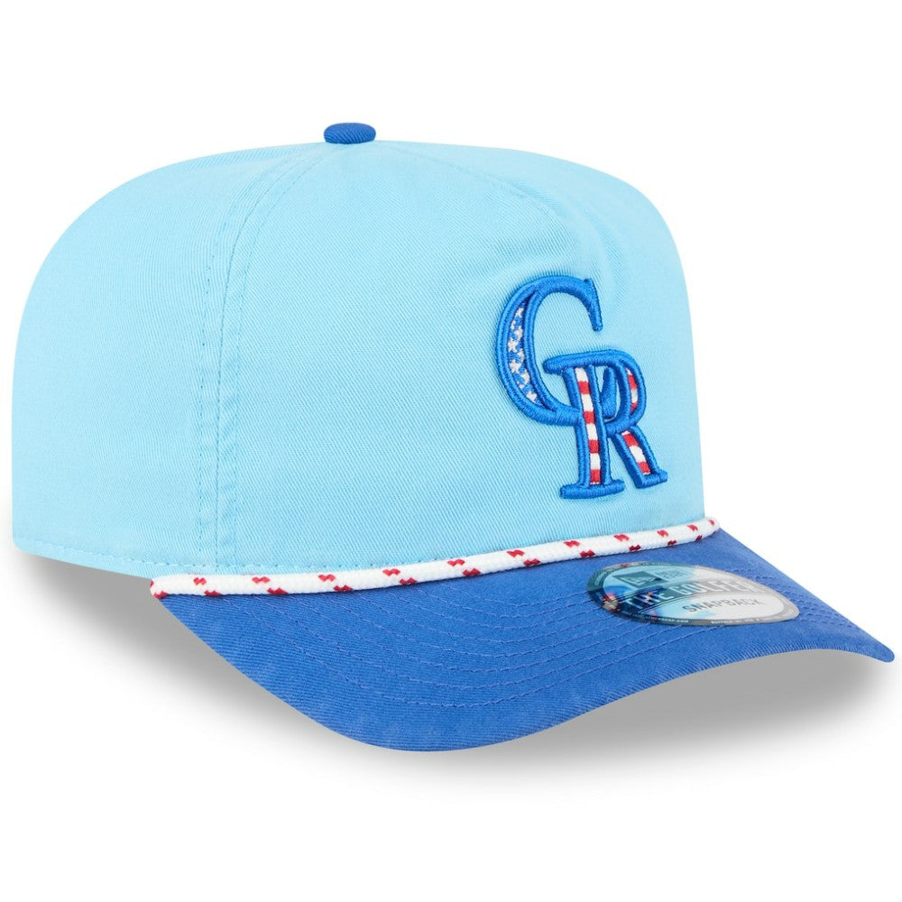 Colorado Rockies 2025 Fourth of July Golfer Snapback Hat - Light Blue/Blue | New Era