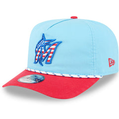 Miami Marlins 2025 Fourth of July Golfer Snapback Hat - Light Blue/Red | New Era