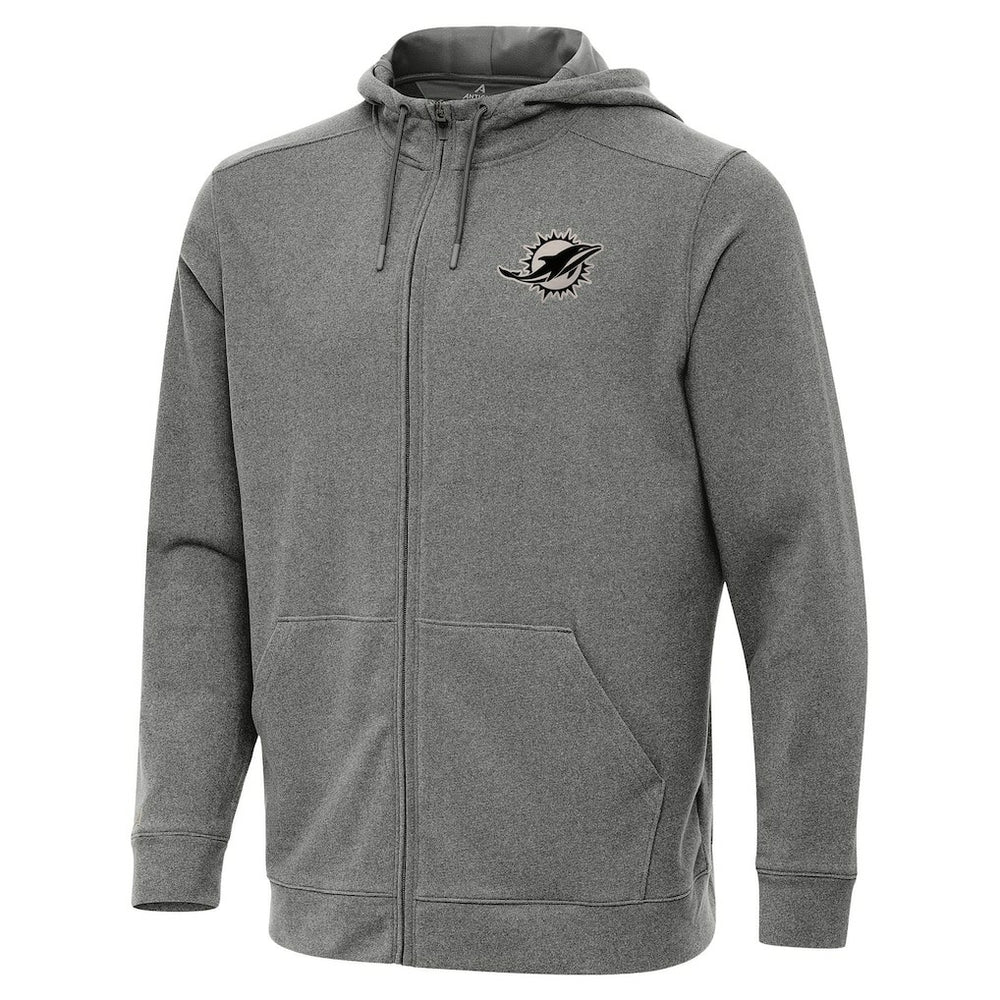 Miami Dolphins Antigua Effortless Full-Zip Hoodie Jacket - Heather Black for sale