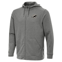 Miami Dolphins Antigua Effortless Full-Zip Hoodie Jacket - Heather Black for sale