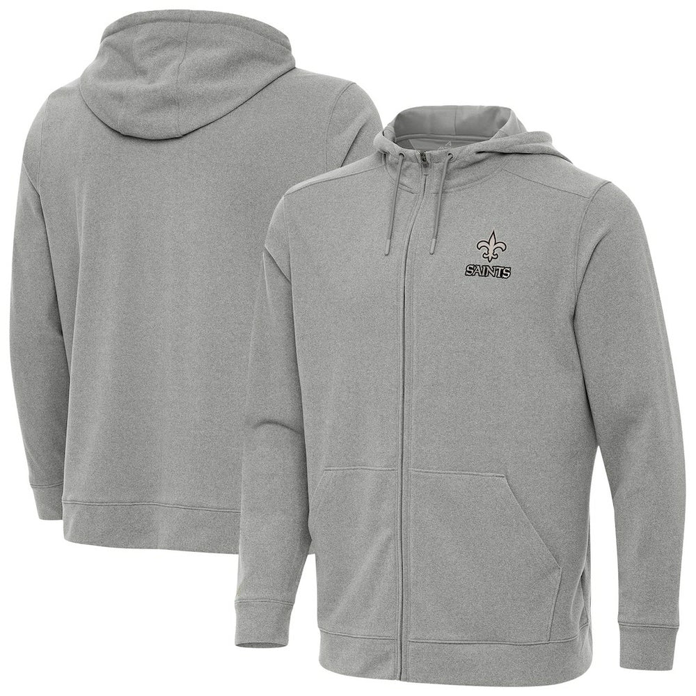 New Orleans Saints Antigua Effortless Full-Zip Hoodie Jacket - Heather Gray sale