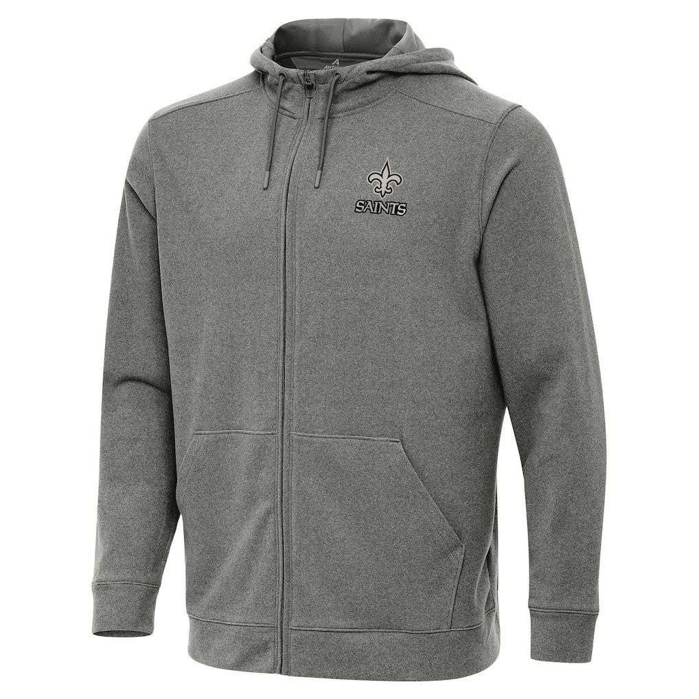 New Orleans Saints Antigua Effortless Full-Zip Hoodie Jacket - Heather Black sale