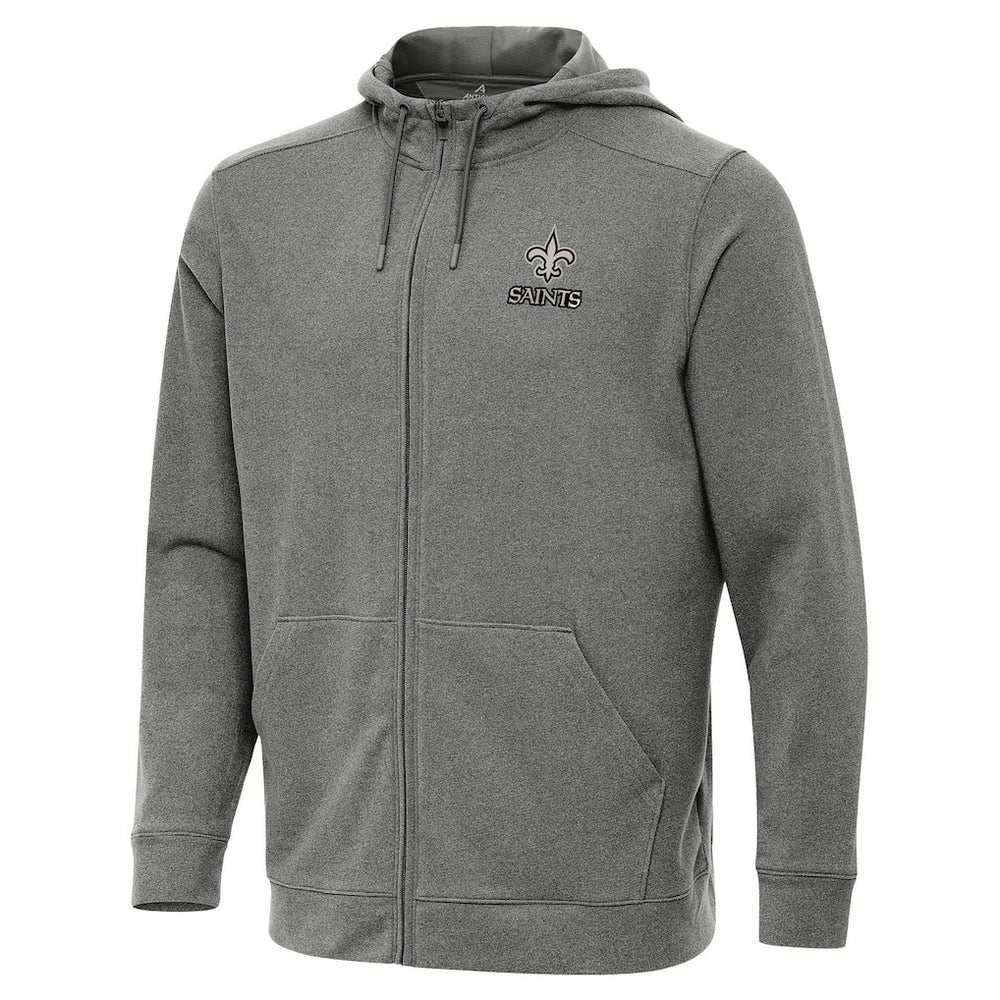 New Orleans Saints Antigua Effortless Full-Zip Hoodie Jacket - Heather Black sale