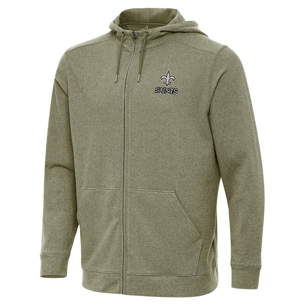 New Orleans Saints Antigua Effortless Full-Zip Hoodie Jacket - Olive discount