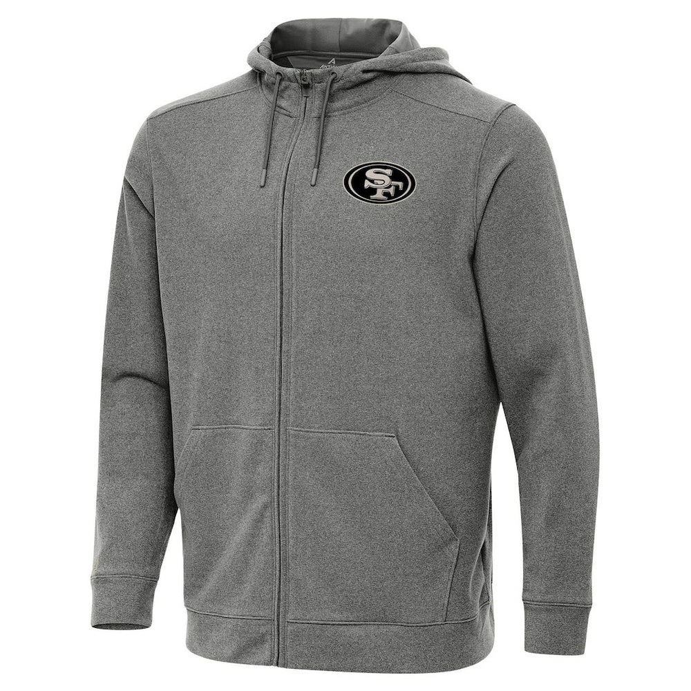 San Francisco 49ers Antigua Effortless Full-Zip Hoodie Jacket - Heather Black discount