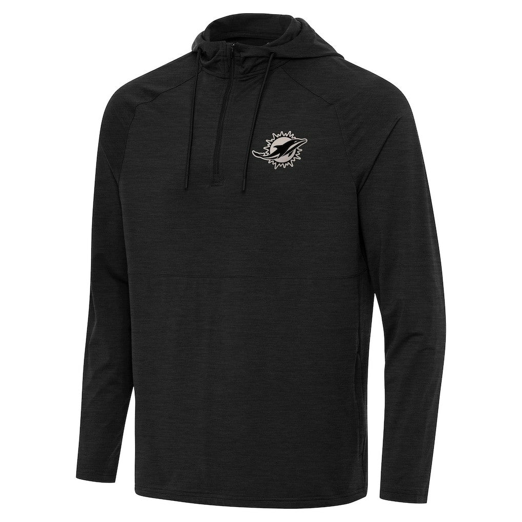 Miami Dolphins Antigua Spikes Raglan Quarter-Zip Hoodie - Heather Black discount