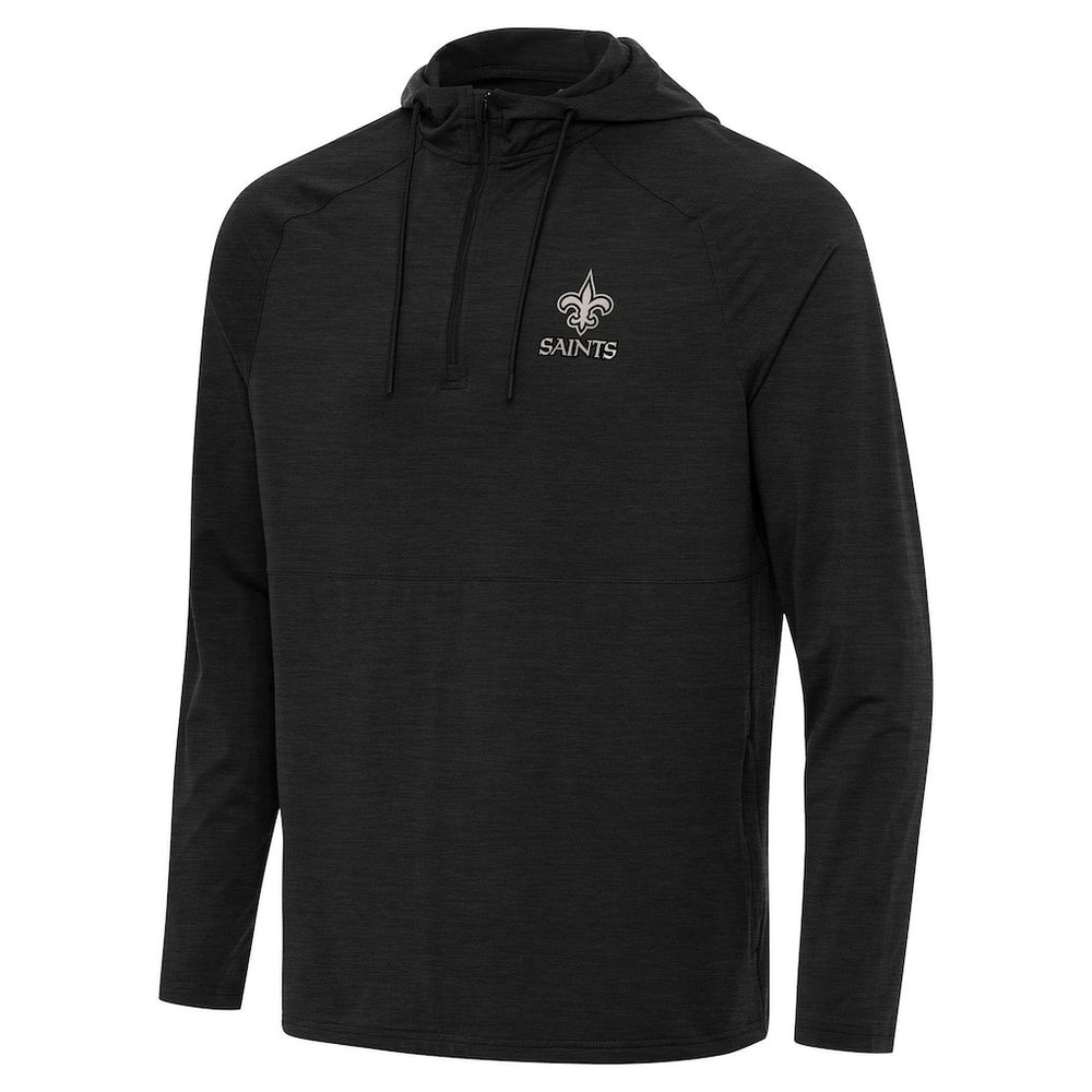 New Orleans Saints Antigua Spikes Raglan Quarter-Zip Hoodie - Heather Black cheap