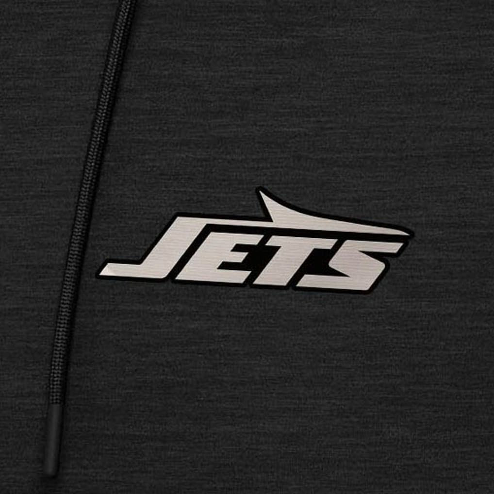 New York Jets Antigua Spikes Raglan Quarter-Zip Hoodie - Heather Black sale