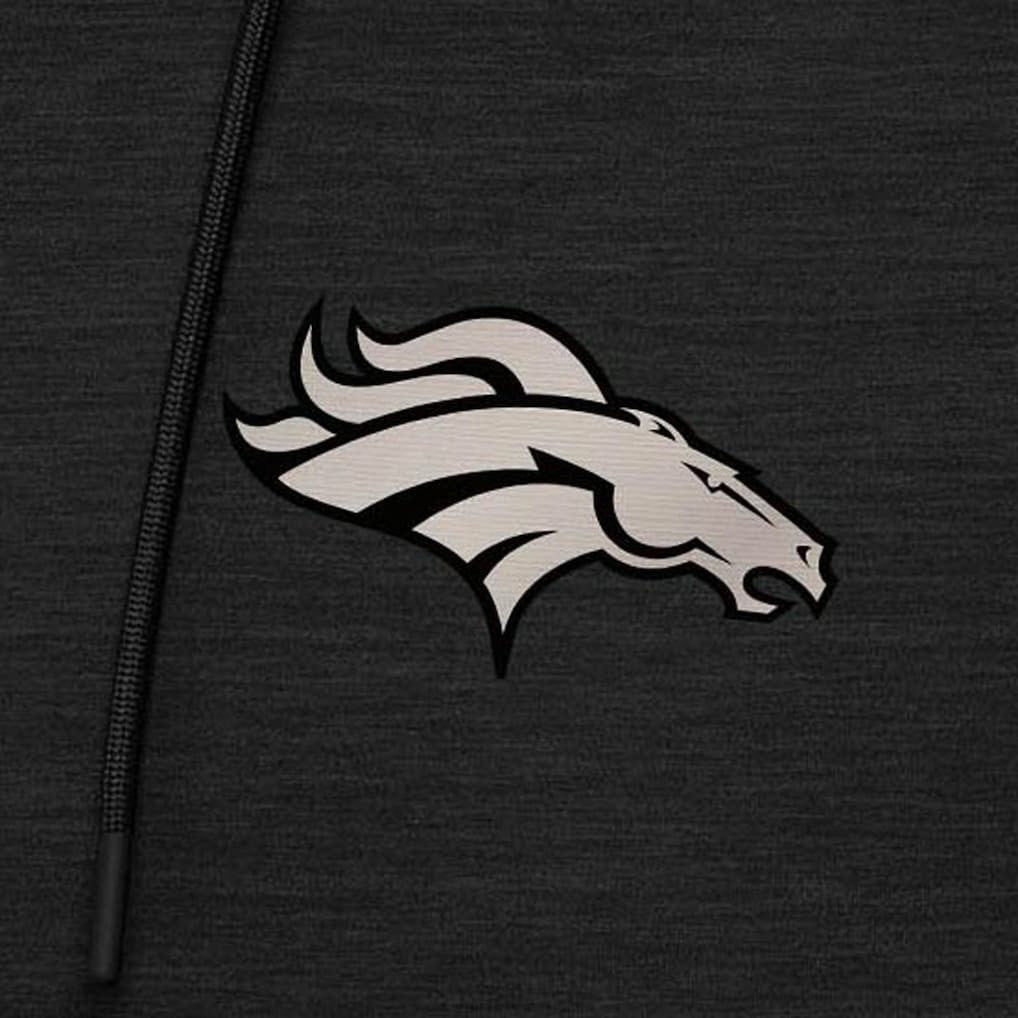 Denver Broncos Antigua Spikes Raglan Quarter-Zip Hoodie - Heather Black for sale
