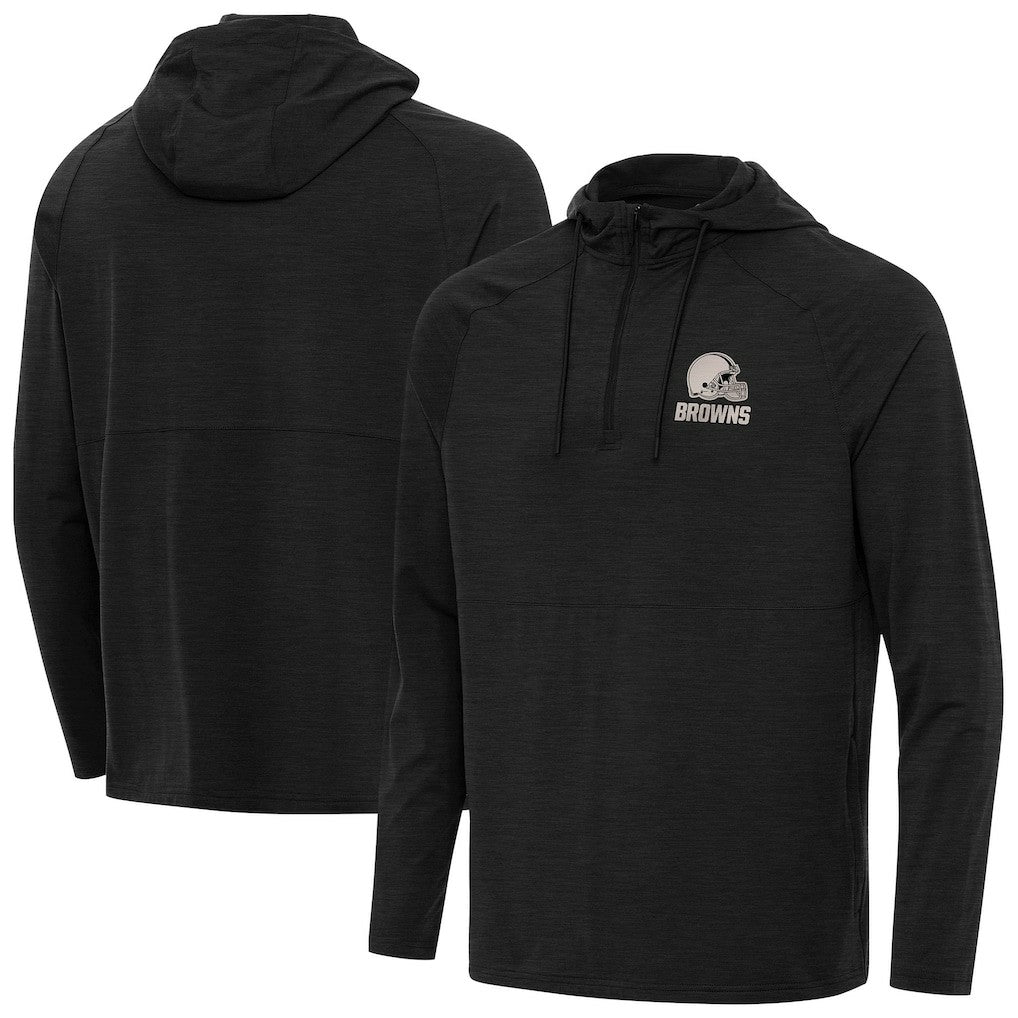 Cleveland Browns Antigua Spikes Raglan Quarter-Zip Hoodie - Heather Black discount