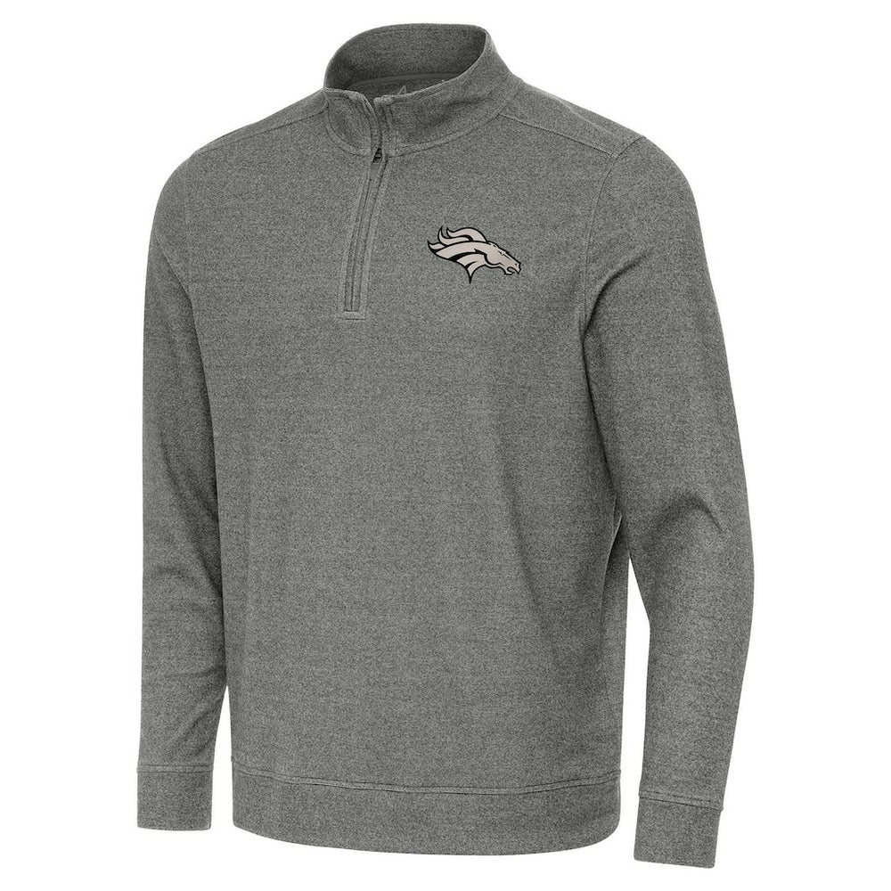 Denver Broncos Antigua Subtle Quarter-Zip Top - Heather Black discount