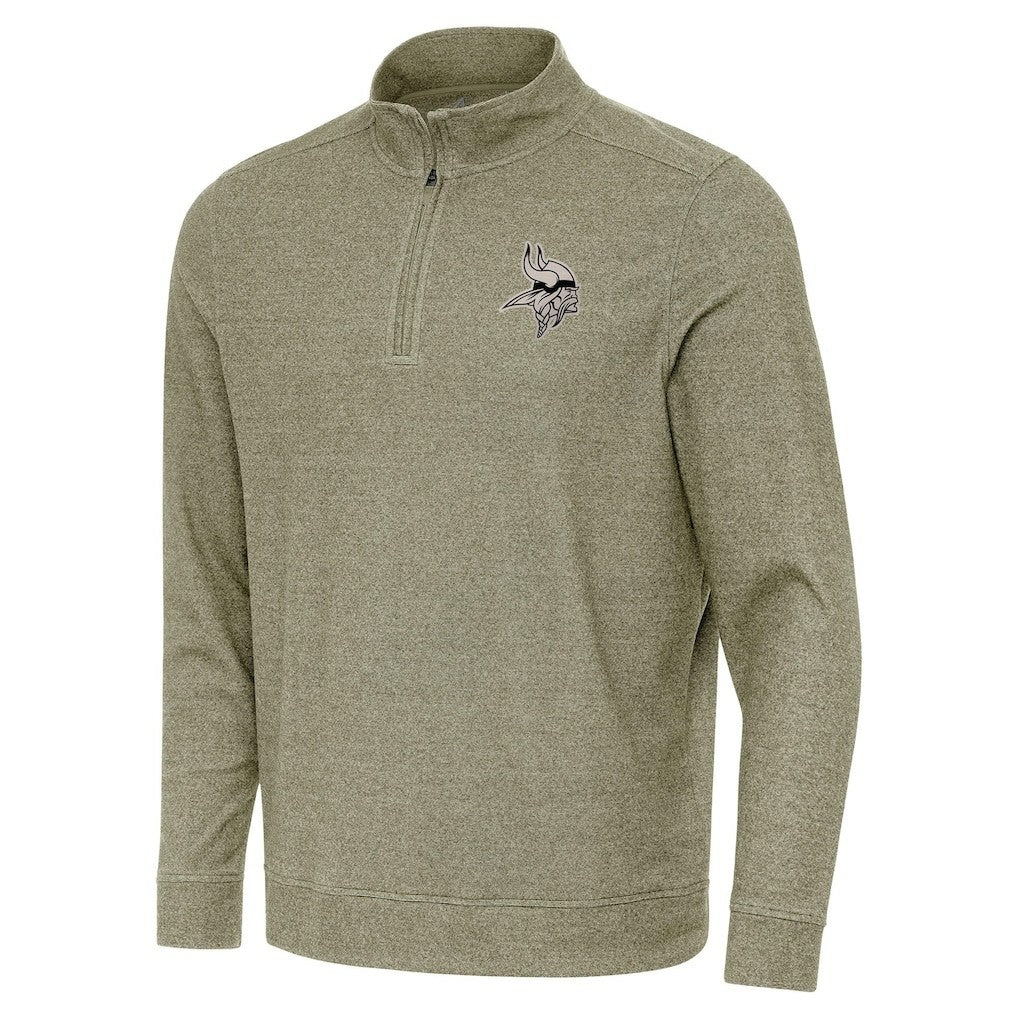 Minnesota Vikings Antigua Subtle Quarter-Zip Top - Heather Olive on sale