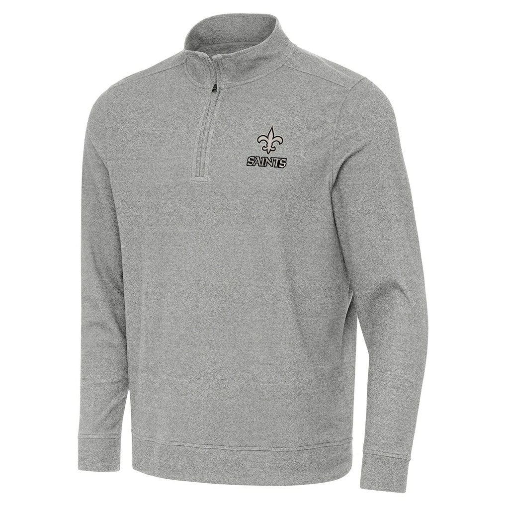 New Orleans Saints Antigua Subtle Quarter-Zip Top - Heather Gray for sale