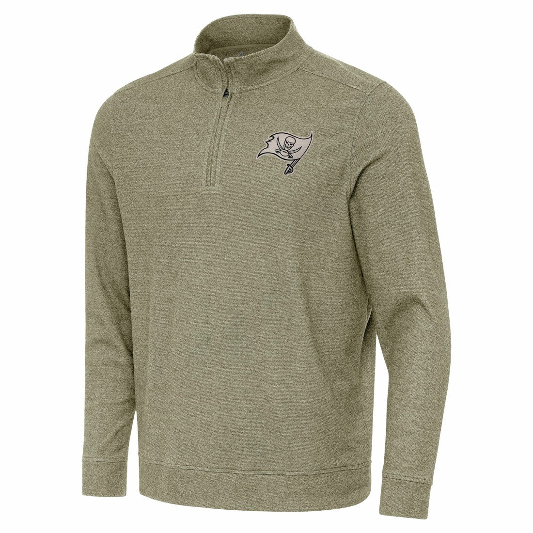 Tampa Bay Buccaneers Antigua Subtle Quarter-Zip Top - Heather Olive for sale