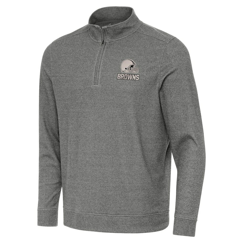Cleveland Browns Antigua Subtle Quarter-Zip Top - Heather Black on sale