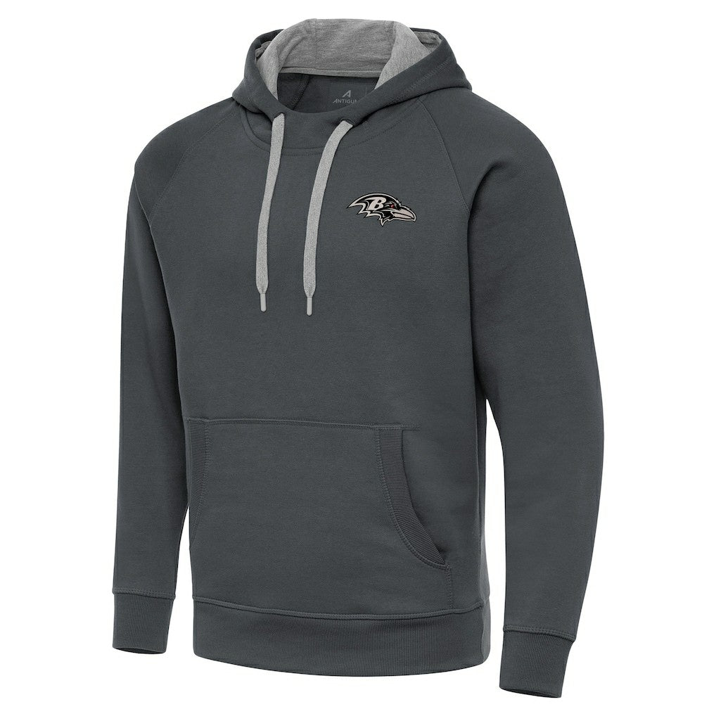 Baltimore Ravens Antigua Brushed Carbon Victory Pullover Hoodie - Charcoal for sale